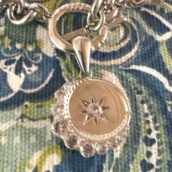 Kendra Scott Josie Moon Silver Toggle Chocker Chain Necklace Crystals Worn once - Picture 7 of 7